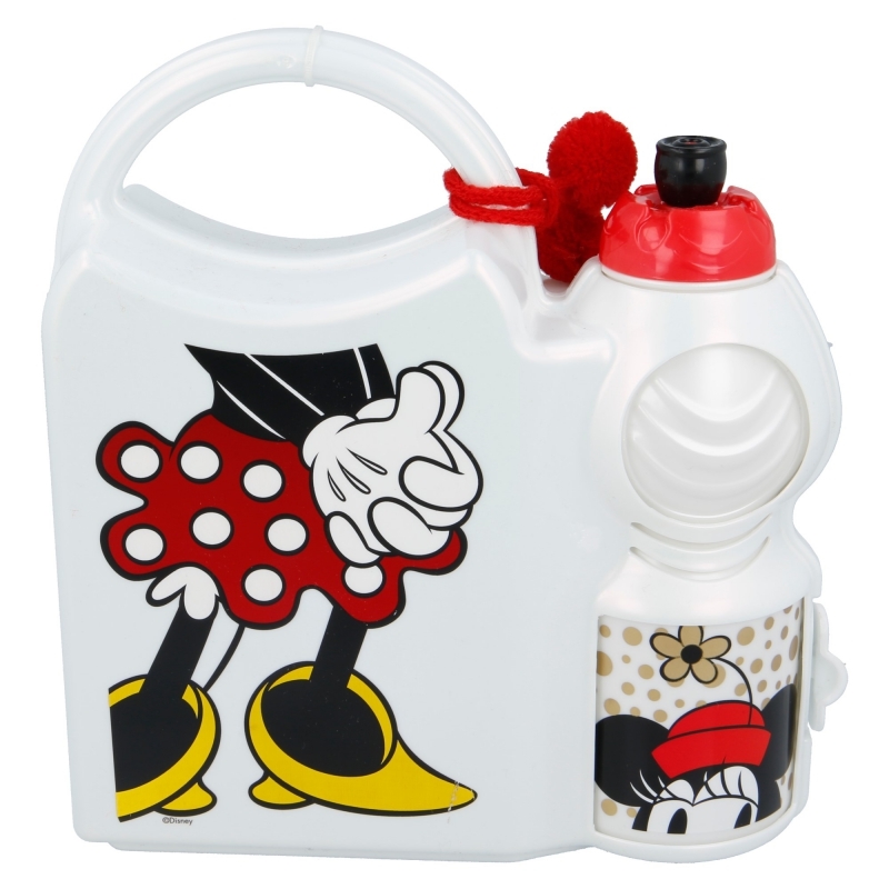 Minnie Mouse -eväsrasia- ja 400 ml:n juomapullosetti