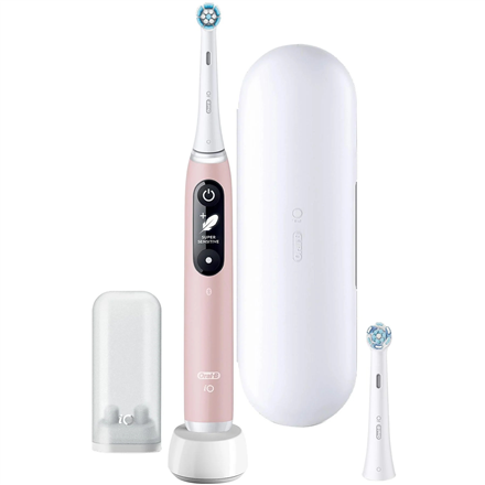 Oral-B hammasharja + matkakotelo iO6, ladattava, aikuisille, mukana toimitettujen harjaspäiden määrä: 1, hampaidenharjaustilojen määrä: 5, vaaleanpunainen