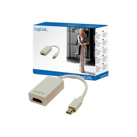LogiLink CV0036A – Mini DisplayPort–HDMI-sovitin äänensiirrolla, 0.1 m, harmaa