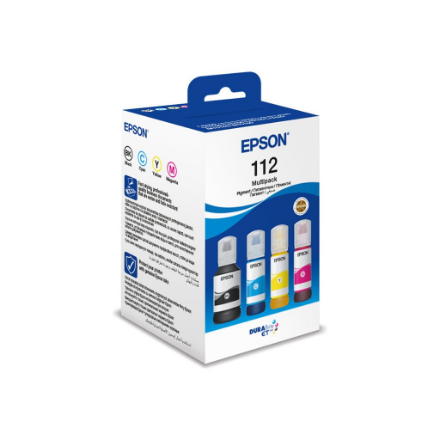 Epson 112 – EcoTank 4 värin mustepullosarja: musta, syaani, keltainen ja magenta