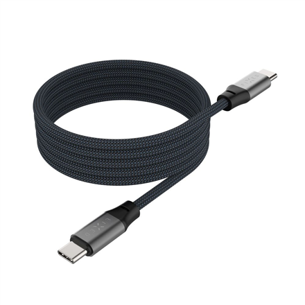 FIXED FIXDBM-CC12-GR – magneettinen punottu USB-C–USB-C-kaapeli, USB 2.0, harmaa
