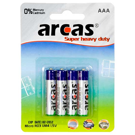 Arcas 10700403 – AAA/R03 Super Heavy Duty batteries, 4-pack