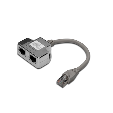 DIGITUS DN-93904 – 0,19 m suojattu sovitinkaapeli 2 × CAT 5e:lle, RJ45 naaras–uros, musta