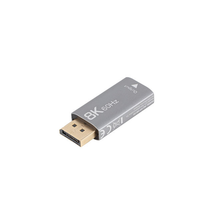 Lanberg AD-DP-HD-03 – DisplayPort-uros–HDMI-naaras 8K -sovitin, hopeanvärinen