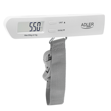 Adler AD 8191 – digitaalinen matkalaukkuvaaka, enintään 50 kg, 10 g asteikko, harmaa