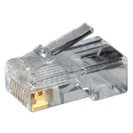 LogiLink MP0002 suojaamaton CAT5e 8P8C -modulaaripistoke pyöreälle kaapelille, kullatut koskettimet, läpinäkyvä