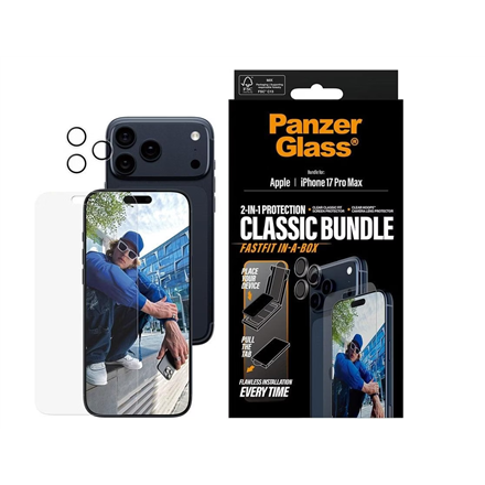 PanzerGlass 2-in-1 Classic Bundle – läpinäkyvä näytön- ja kameranlinssin suojasarja Apple iPhone 17 Pro Maxille