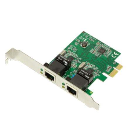 LogiLink PC0075 – PCIe-verkkokortti, 2 × Gigabit Ethernet RJ45 -porttia