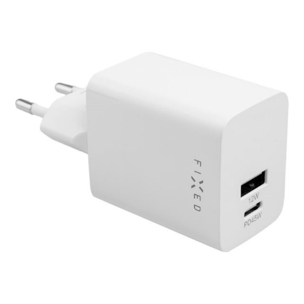 FIXED Mini FIXC45M-CU-WH – USB-C/USB-A-matkalaturi, 45 W, valkoinen