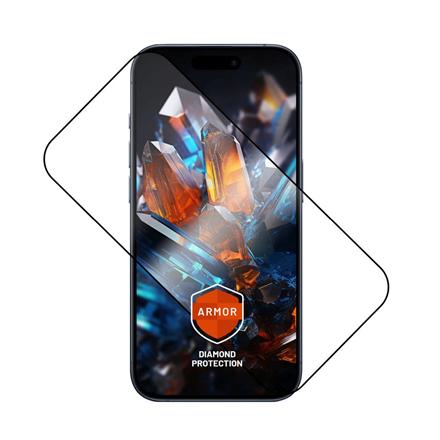 Fixed Armor FIXGA2-1602-BK – musta karkaistusta lasista valmistettu näytönsuoja Apple iPhone 17 Prolle, pölynpoistoasetin ja AR-pinnoite