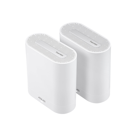 Asus EBM68 Wi-Fi 6 802.11ax kolmikaistainen yritystason Mesh-järjestelmä, IEEE 802.11ax, 2 kpl, 4804 Mbit/s, 3 × RJ-45-porttia (10/100/1000 Mbit/s), ei MU-MIMO-tukea eikä mobiililaajakaistaa, 1 sisäinen antenni