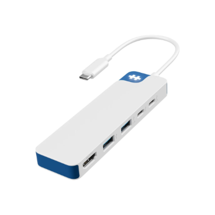 Hyper HyperDrive Flex HD4101BUGL – 5-porttinen USB-C-keskitin, 1× HDMI, valkoinen/sininen