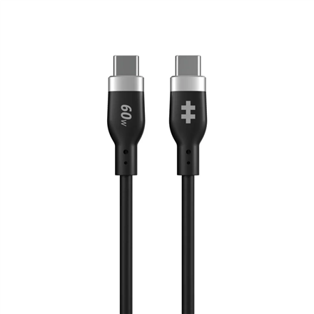 Hyper HyperJuice HJ4011BKGL – 1.5 m 60 W silikoninen USB-C–USB-C-latauskaapeli, musta
