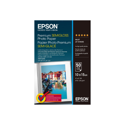 Epson C13S041765 – Premium puolikiiltävä valokuvapaperi, 10 × 15 cm, 251 g/m², 50 arkkia