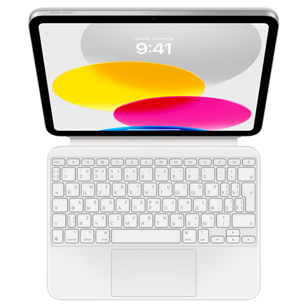 Apple Magic Keyboard Folio MQDP3RS/A – näppäimistökotelo mallille iPad (10th generation), venäläinen näppäinasettelu, valkoinen