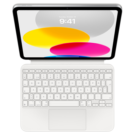 Apple Magic Keyboard Folio MQDP3S/A – näppäimistökotelo mallille iPad (10th generation), ruotsalainen näppäinasettelu, valkoinen