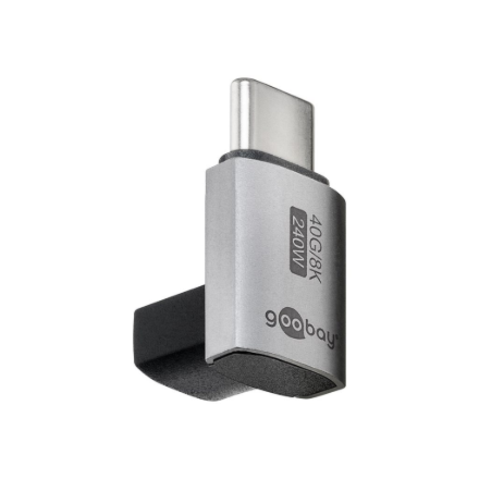 Goobay 74444 – lyhyt pystysuuntainen 90° USB-C-sovitin, USB-C-uros–USB-C-naaras, USB4