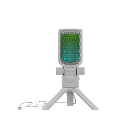 Genesis Radium 250 NGM-2353 – USB-kondensaattorimikrofoni, jalustalla, melunvaimennus, valkoinen