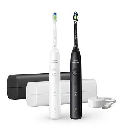 Philips HX7119/02 Sonicare Series 5500 sähköhammasharja, kaksoispakkaus, ladattava, aikuisille, mukana tulevien harjaspäiden määrä 2, hampaiden harjaustilojen määrä 2, valkoinen/musta