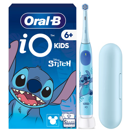 Oral-B Electric Toothbrush with Travel Case, 6Y+ iO Kids Disney Stitch Rechargeable For kids Number of brush heads included 1 Number of teeth brushing modes 3
