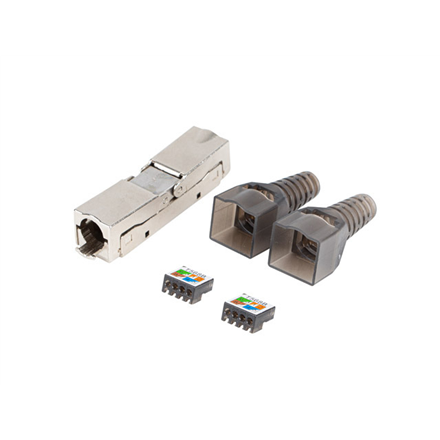 Lanberg PL2SA-6000TL – 2× työkaluttomat RJ45 CAT6A FTP 8P8C -liittimet, hopeanväriset/läpinäkyvät