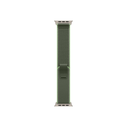 Apple Watch MFT44ZM/A – 49 mm vihreä/neonvärinen Trail Loop -ranneke, luonnontitaaniviimeistely, S/M