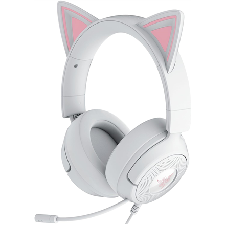 Razer Kraken Kitty V3 X RZ04-05350300-R3M1 – johdollinen korvat peittävä pelikuulokemikrofoni kissankorvilla, valkoinen