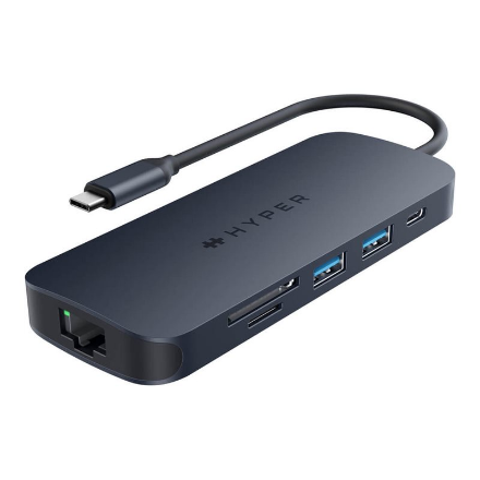 Hyper HyperDrive Next HD4004GL – 8-porttinen 140 W USB-C-keskitin, 1× RJ-45 ja 1× HDMI