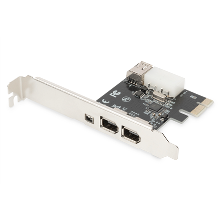 DIGITUS DS-30201-5 – PCI Express IEEE 1394a -liitäntäkortti: 2 ulkoista, 1 sisäinen ja 1 ulkoinen miniportti