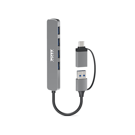 Port Connect 900160 – USB-C/USB-A-keskitin neljällä USB-A 3.0 -portilla, 5Gbps
