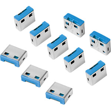 LogiLink AU0046 – USB-A-porttien lukot, 10 kpl, harmaa/sininen