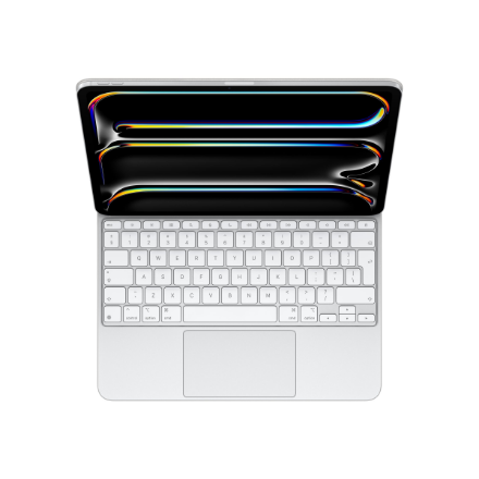 Apple Magic Keyboard MWR43Z/A – näppäimistökotelo mallille iPad Pro 13-inch (M4), kansainvälinen englanninkielinen näppäinasettelu, valkoinen