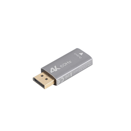 Lanberg AD-DP-HD-01 – DisplayPort-uros–HDMI-naaras 4K -sovitin, hopeanvärinen
