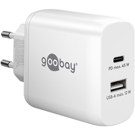 Goobay 65412 – 45 W kahden USB-C-portin PD-pikalaturi