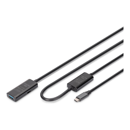 DIGITUS DA-73111 – aktiivinen USB 3.2 Gen 1-jatkokaapeli, 5 Gbit/s, USB-C–USB-A