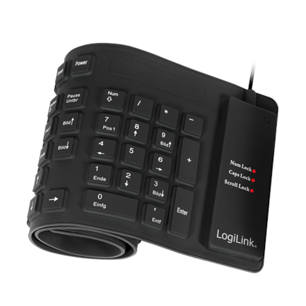 LogiLink ID0019A – taipuisa vedenkestävä langallinen näppäimistö, USB ja PS/2, saksalainen asettelu, musta