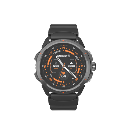 Hammer Watch 2 – kestävä älykello, 1.5 tuuman AMOLED 466 × 466, 600 nitiä, Gorilla Glass 3, kaksitaajuus-GPS, Bluetooth 5.3, 5 ATM, 530 mAh, musta