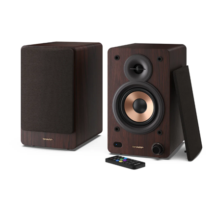 Sharp CP-SS30(BR) – 60 W langattomat Bluetooth-hyllykaiuttimet, ruskeat