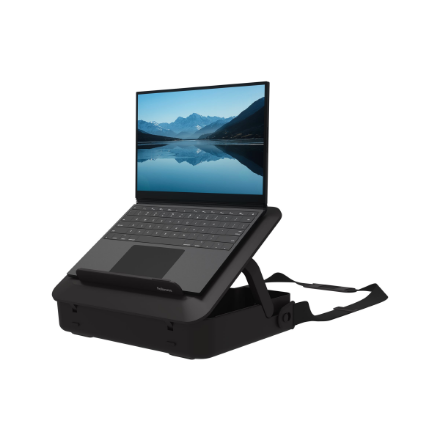 Fellowes Breyta 100016564 – 2-in-1-kannettavan laukku ja teline, 384 × 308 × 89 mm, musta