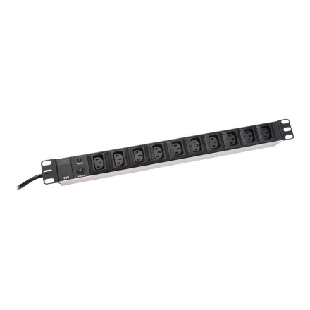 DIGITUS DN-95404 – alumiininen jatkopistorasia IEC C14 -tulolla ja 10 pistorasialla