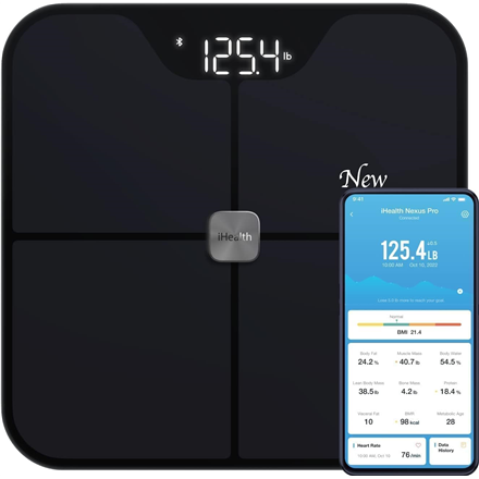 iHealth Nexus Pro HS2SPRO – älykäs kehonkoostumusvaaka 181 kg asti, BMI-mittaus, musta