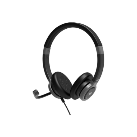 Port Connect Pro On'R 300 912001 – johdolliset korville asetettavat USB-kuulokkeet melunvaimennuksella, mustat