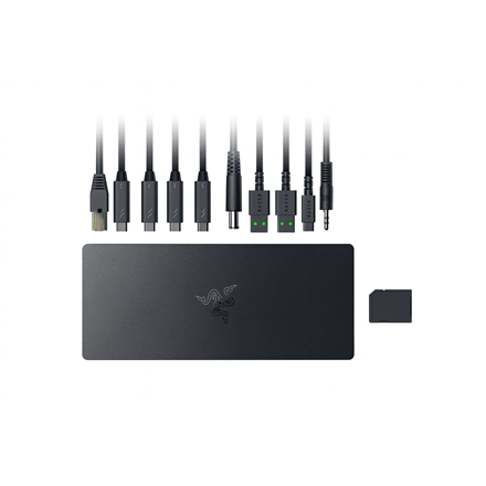 Razer Thunderbolt 5 Dock Chroma RC21-02290100-R3EK – musta 10-porttinen telakointiasema, Chroma RGB, M.2-paikka, kolmen 4K 144 Hz näytön tuki ja 140 W Power Delivery