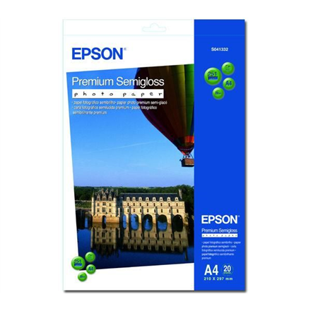 Epson C13S041332 – Premium puolikiiltävä valokuvapaperi, A4, 251 g/m², 20 arkkia