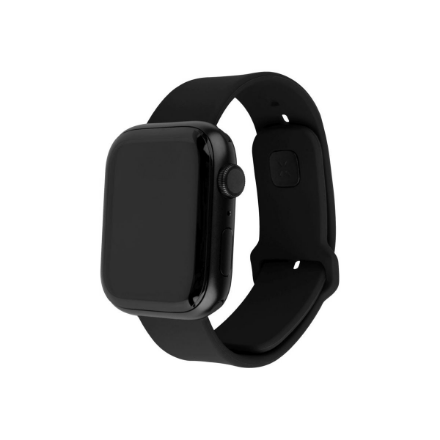 FIXED Sporty FIXSST2-434-BK – silikoninen kellonranneke, 42/44/45 mm, Apple Watch, 170–235 mm, musta