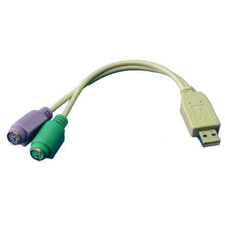 LogiLink AU0004A – USB–2 × 6-nastainen PS/2 -sovitin, 0.2 m, harmaa