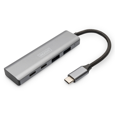 DIGITUS DA-70245 – 4-porttinen USB-C Gen 2 -keskitin, 2 × USB-A ja 2 × USB-C