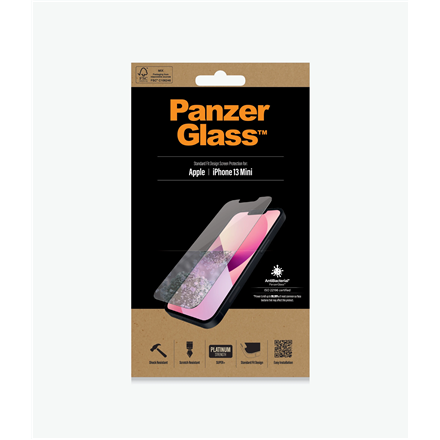 PanzerGlass Läpinäkyvä näytönsuoja Apple iPhone 13 Mini Karkaistu lasi Antibakteerinen lasi; Naarmuja ja bakteereja kestävä; Iskuja vaimentava; Helppo asentaa
