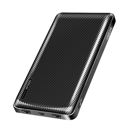 LogiLink PA0316 Li-Po -varavirtalähde, 10000 mAh, 2 × USB-A ja USB-C, musta