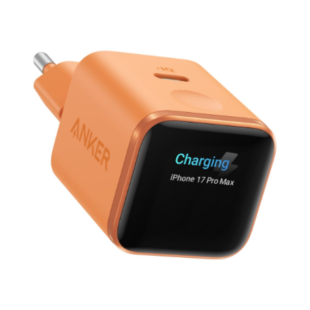 Anker Nano A121DGO1 – 45 W USB-C charger with smart display, orange
